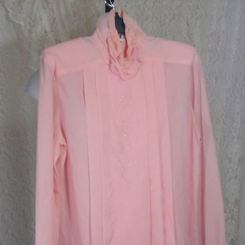 Peachy Pink Dress Blouse Size 14